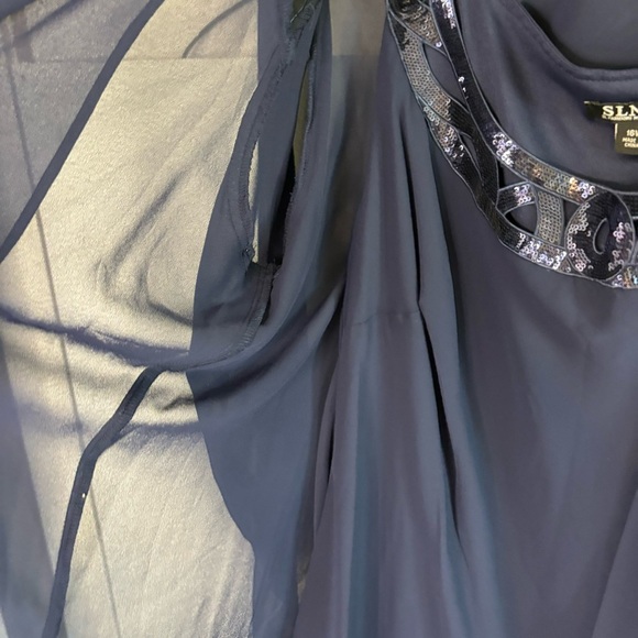 S.L. Fashions Womens Plus Size Embellished Tiered Jacket Dress Size 16 - Picture 9 of 14